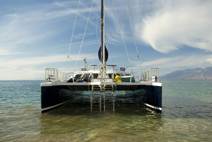 A sailboat off of Maui